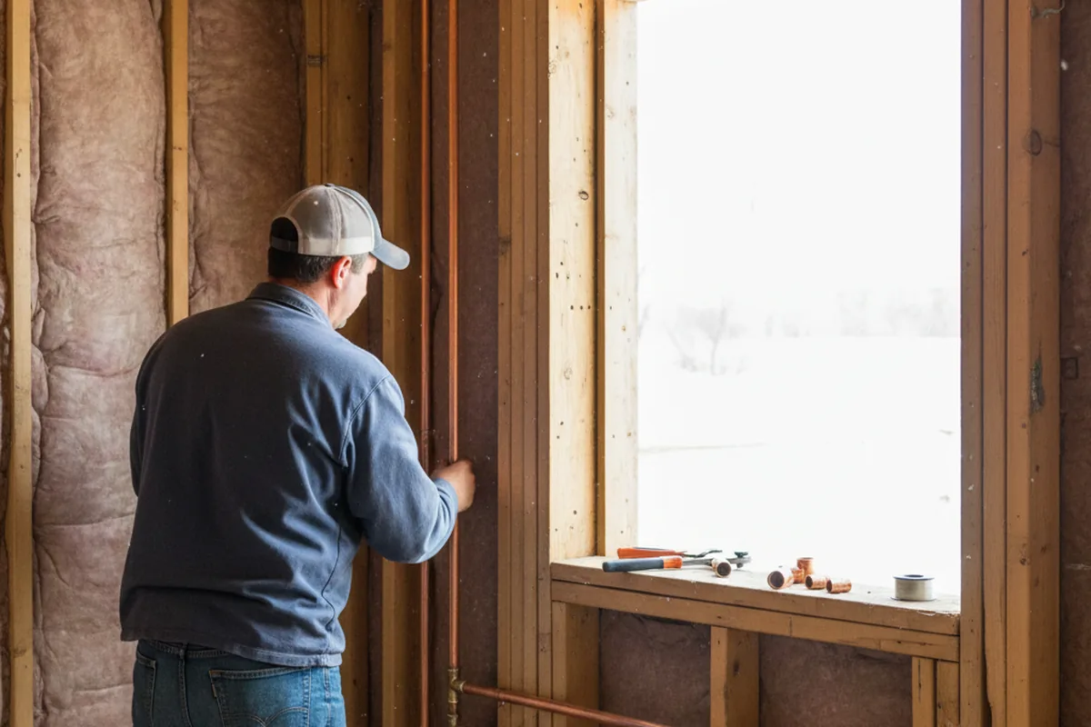 Licensed plumber running new copper supply lines in a Black Lick home